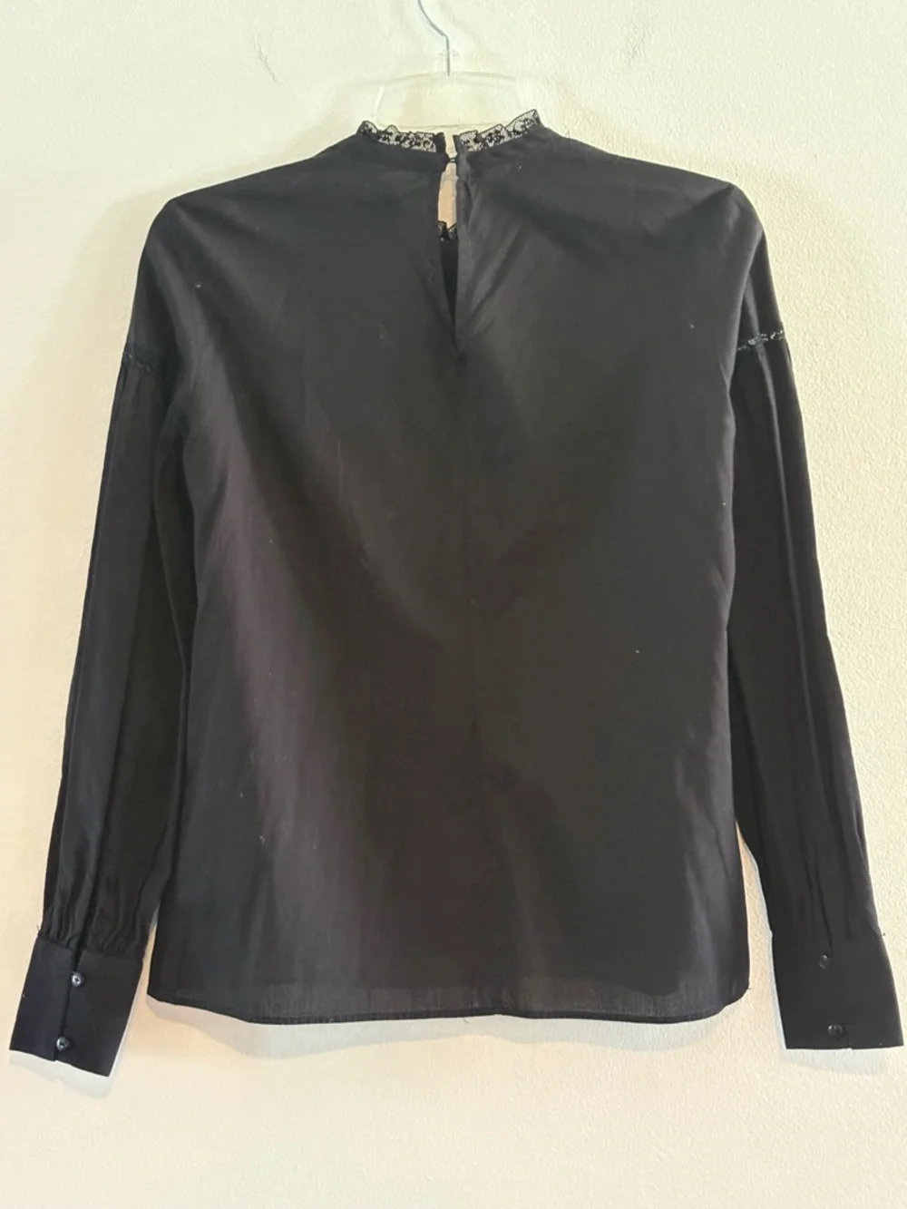 Women's Black Long-Sleeve High-Neck Blouse 4/6 - Picture 2 of 8